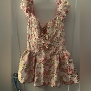 SUGAR THRILLS SIZE XXL Floral Pink and Gold Women's dress